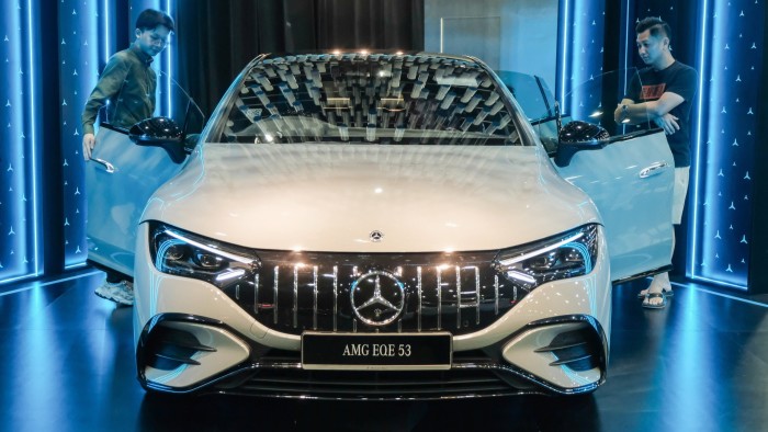 Mercedes AMG EQE 53 car at Evx expo in Setia Alam, Malaysia in July 2024