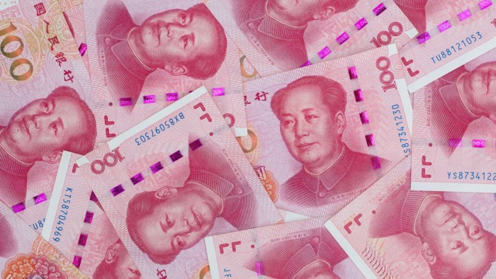 Hundred renminbi notes arranged in a pile