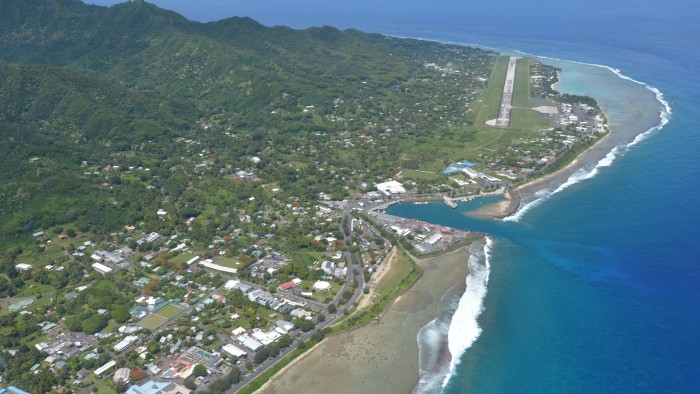 An aerial shot of Avarua, the national capital of the Cook Islands