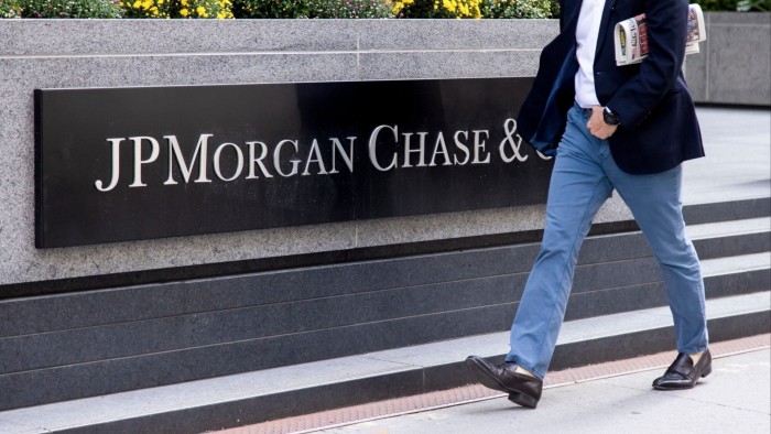 JPMorgan Chase signage at the company’s offices in New York