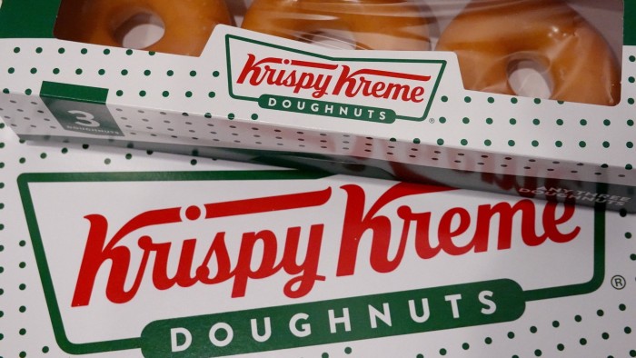 Boxes of Krispy Kreme doughnuts