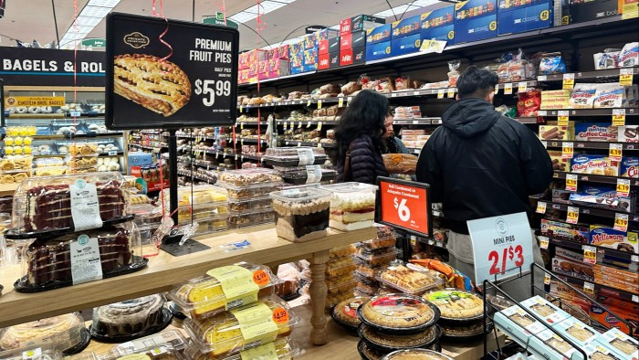 Shoppers browse the bakery section in a grocery store in Monterey Park, California