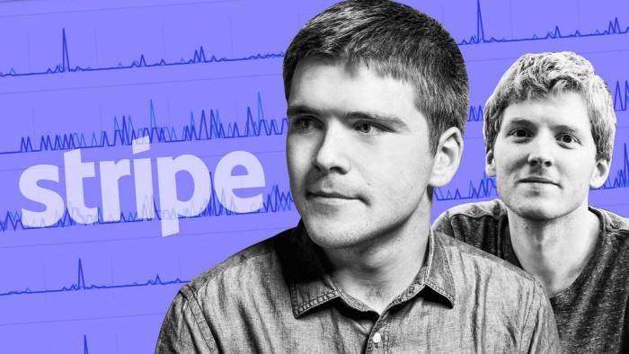 montage of Stripe logo and co-founders John Collison and his brother Patrick