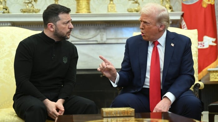 US President Donald Trump and Ukraine’s President Volodymyr Zelenskyy meet in the Oval Office