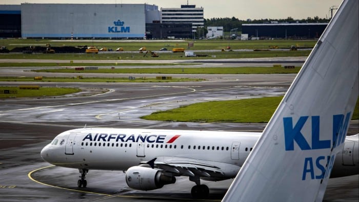 An Air France plane is pictured on the tarmac