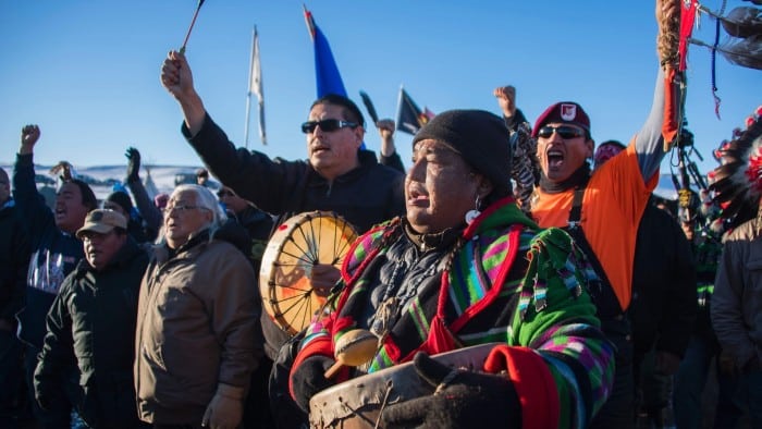 People protest against the Dakota Access pipeline in 2016