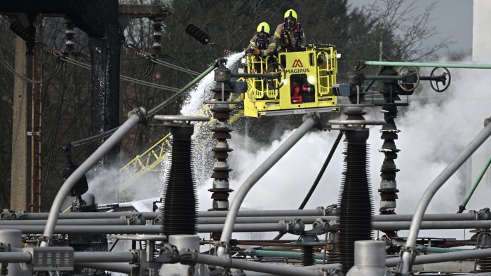 Firefighters tackle the blaze at the substation fire