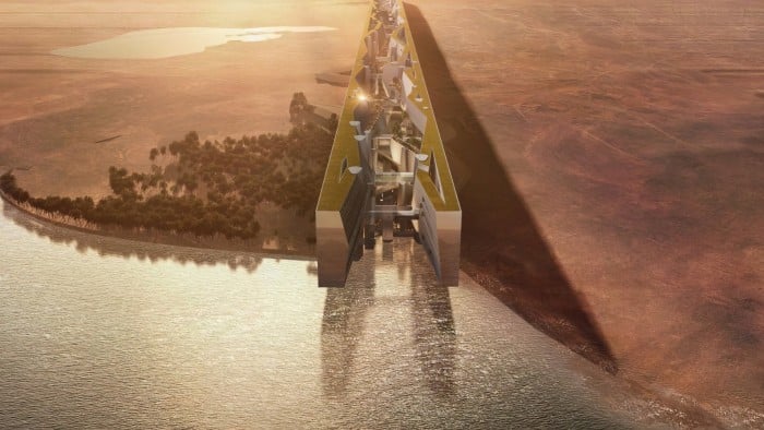 graphic showing Neom, a futuristic development along the Red Sea