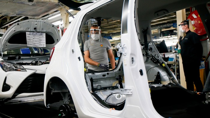 A Toyota car on a French assembly line