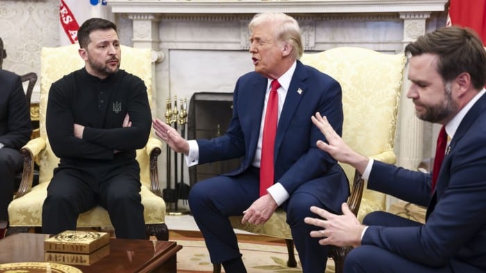 Volodymyr Zelenskyy in the Oval Office with Donald Trump and JD Vance last week