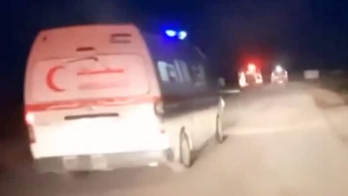 Screen grab of the convoy of Palestinian rescue workers leading up to their being shot by Israeli soldiers