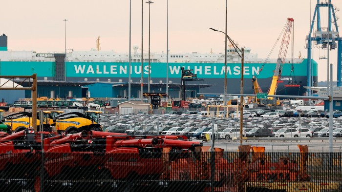 Cars in a holding lot in Baltimore, Maryland.