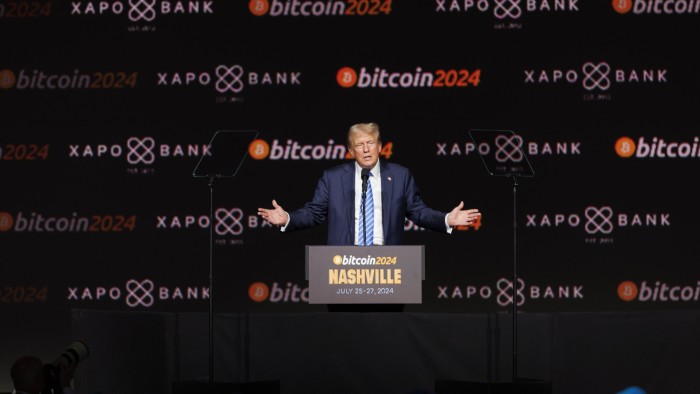 Donald Trump at a bitcoin conference in Nashville last year