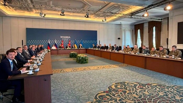 Russian and Ukrainian delegations attend talks in Istanbul on Monday