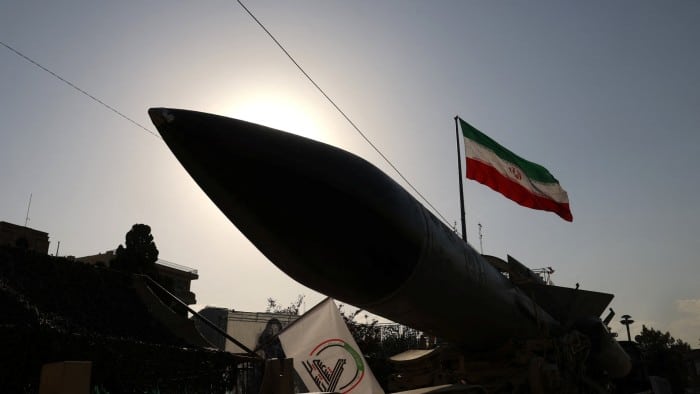 The S-200 missile system is displayed during the Iranian defence week, in a street in Tehran, Iran