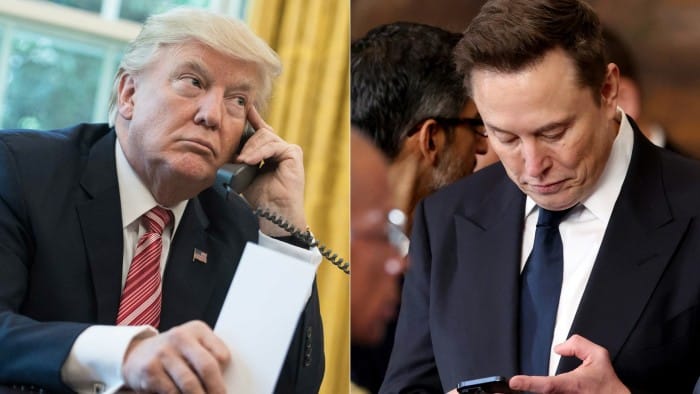 (L-R) US President Donald Trump and Elon Musk