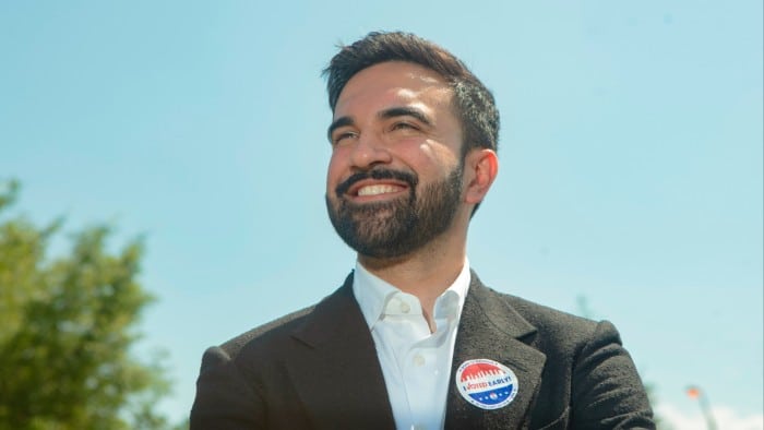 New York City 2025 mayor candidate Zohran Mamdani during a the Juneteenth event at Roy Wilkins Park