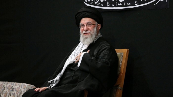 Iran’s Supreme Leader Ayatollah Ali Khamenei at the Shia ceremony in Tehran on Saturday