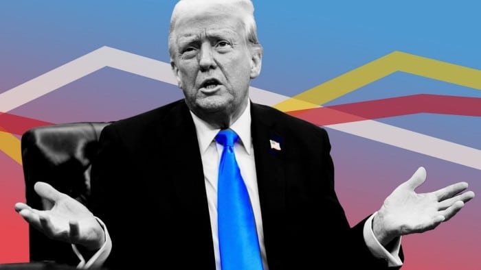 Montage of Donald Trump and some charts