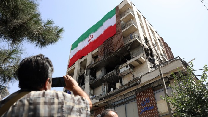 A damaged building that was hit by an Israeli air strike, in Tehran, Iran